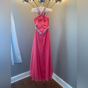 Pink long prom dress